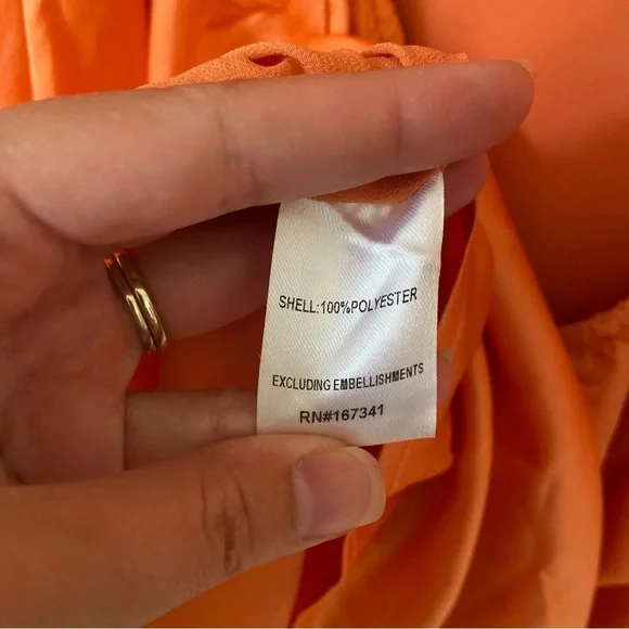 Hello Molly NWT Satin Open Back Cut Out Long Sleeve Orange Mini Dress Medium - Picture 10 of 12